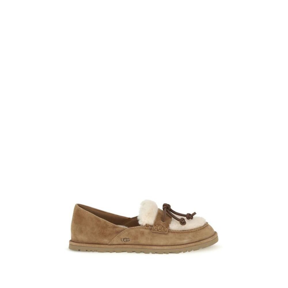 UGG Beige Suede Leather Slip-On Women's Loafers